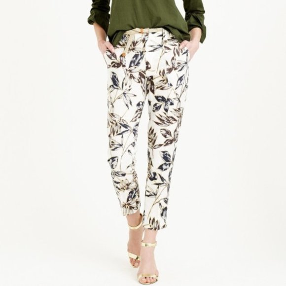J. Crew Floral Ankle Pants in White and Blue - Picture 3 of 7